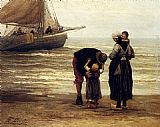 Fisherman Canvas Paintings - A Fisherman's Goodbye